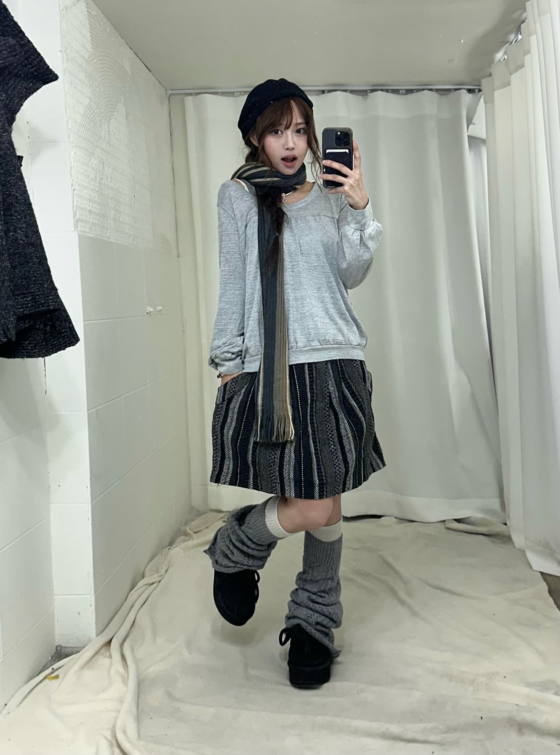 무채색 케이프 가디건 하구미 모리걸 코디세트 상품이미지3