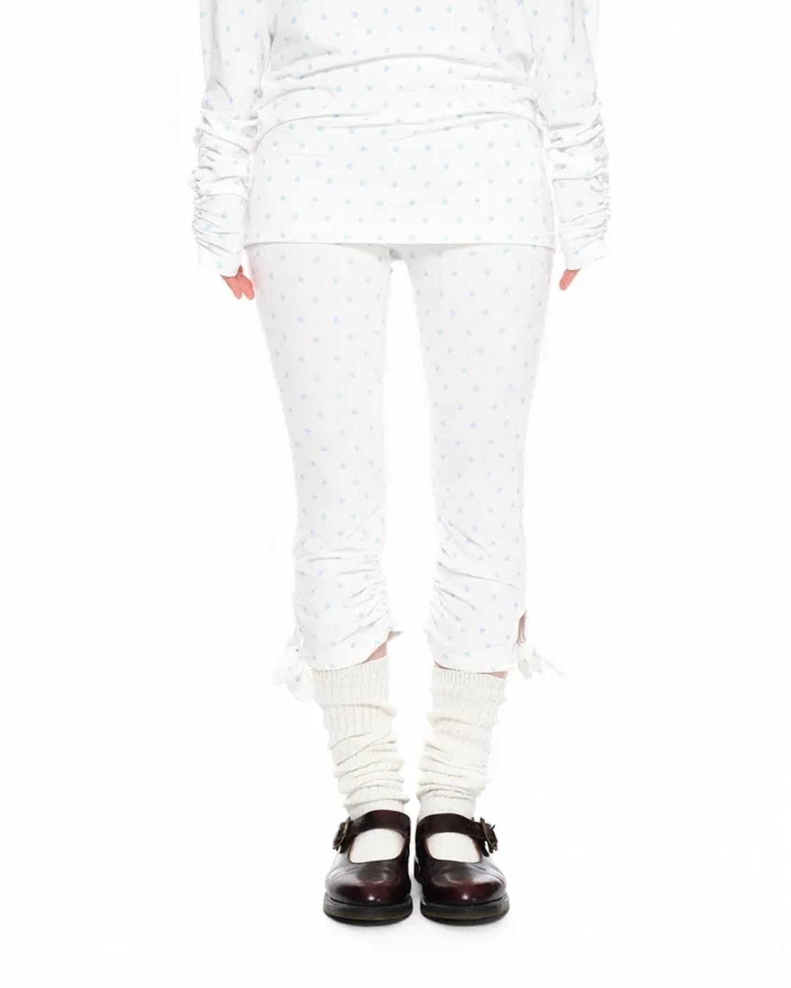 Ribbon-Tie Cropped Leggings_Star white 상품이미지4