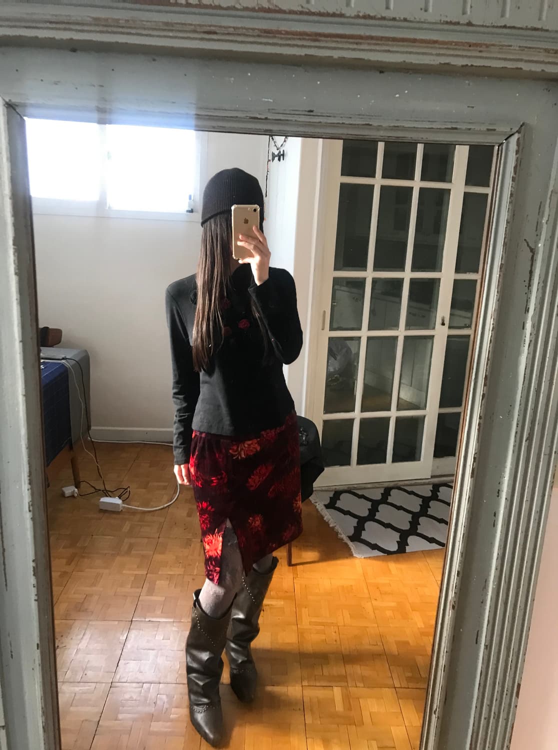 vintage velvet pattern skirt (26inch) 상품이미지7