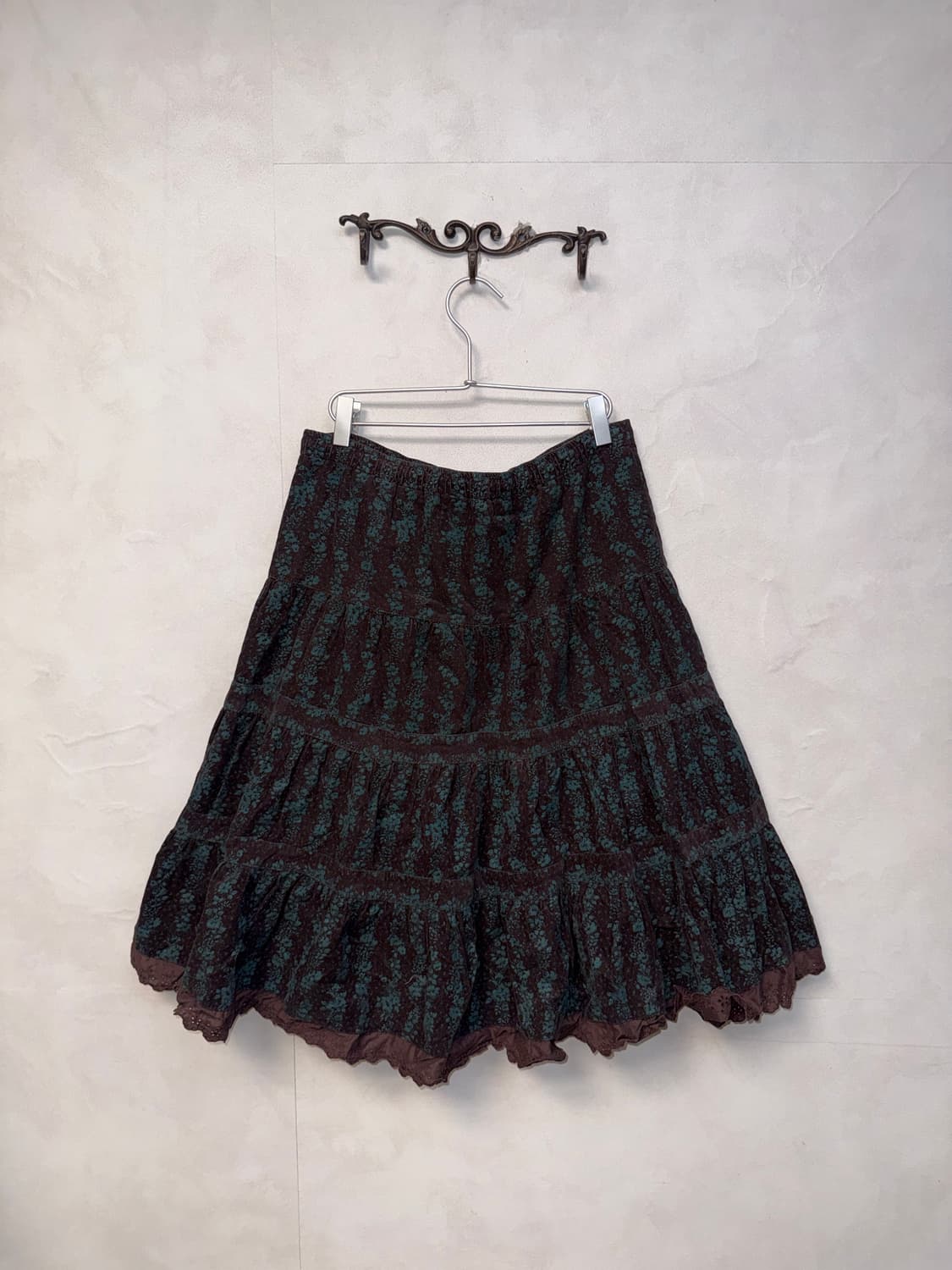 Blue brown bohemian floral corduroy sk 상품이미지3