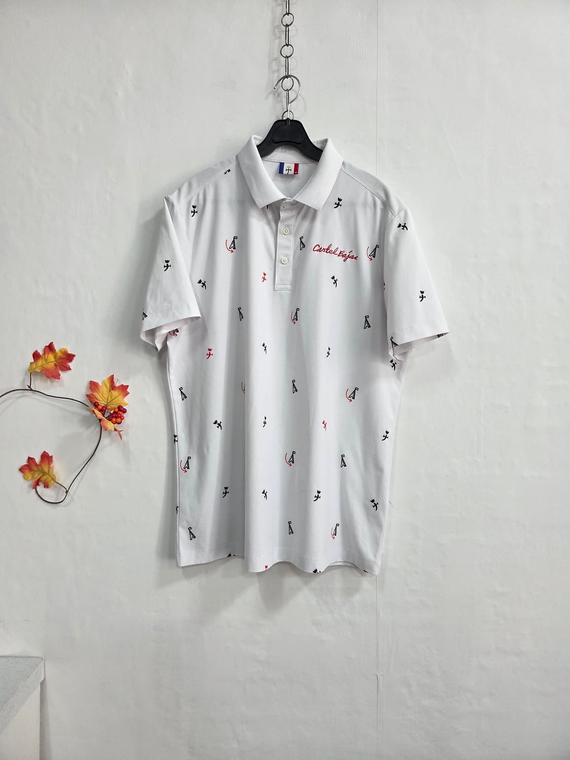 까스텔바작 화이트 패턴 반팔 카라티 L-32000 상품이미지1