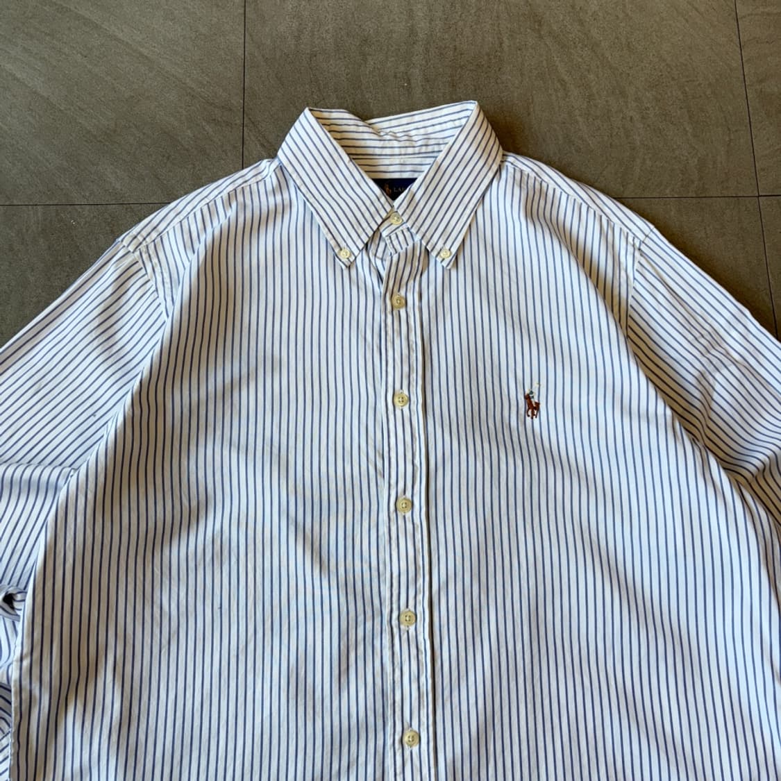 폴로 스카이블루 스트라이프 멀티 로고 셔츠 상품이미지3