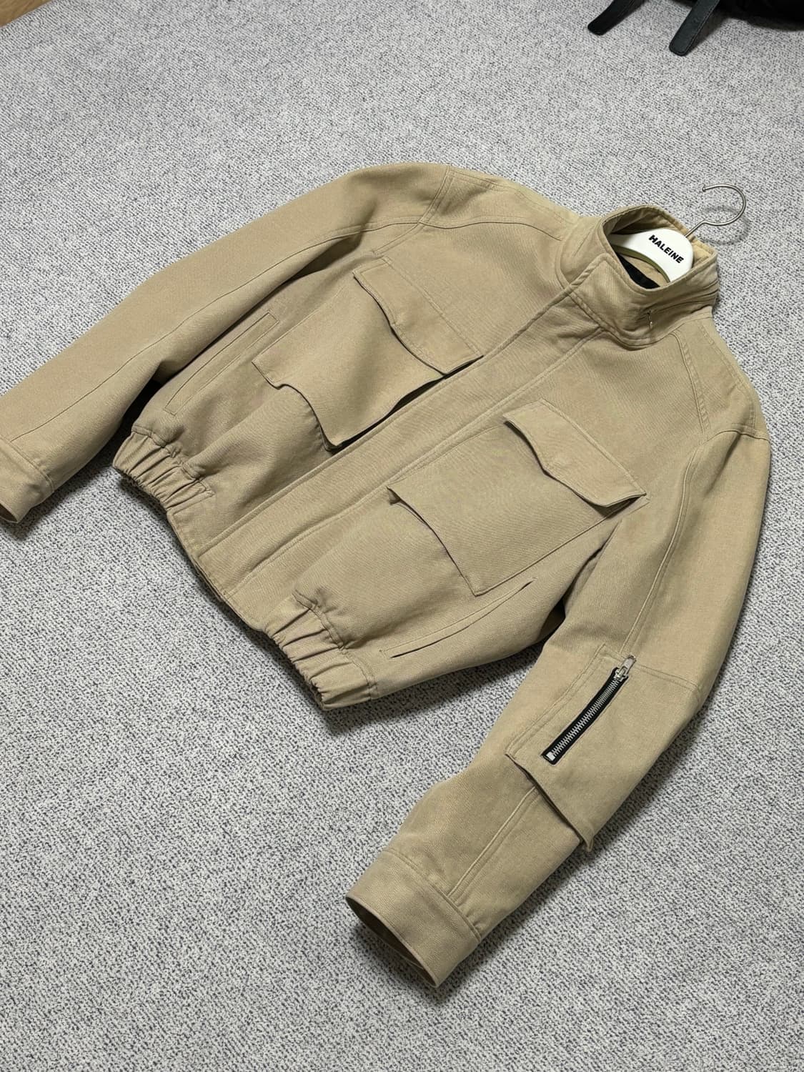 알렌느 크롭 밀리터리 코튼 블루종 베이지 상품이미지2