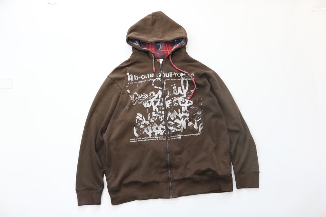B-ONE-SOUL 비원소울 그래피티 로고 체크 후드 집업 (XL) 상품이미지2
