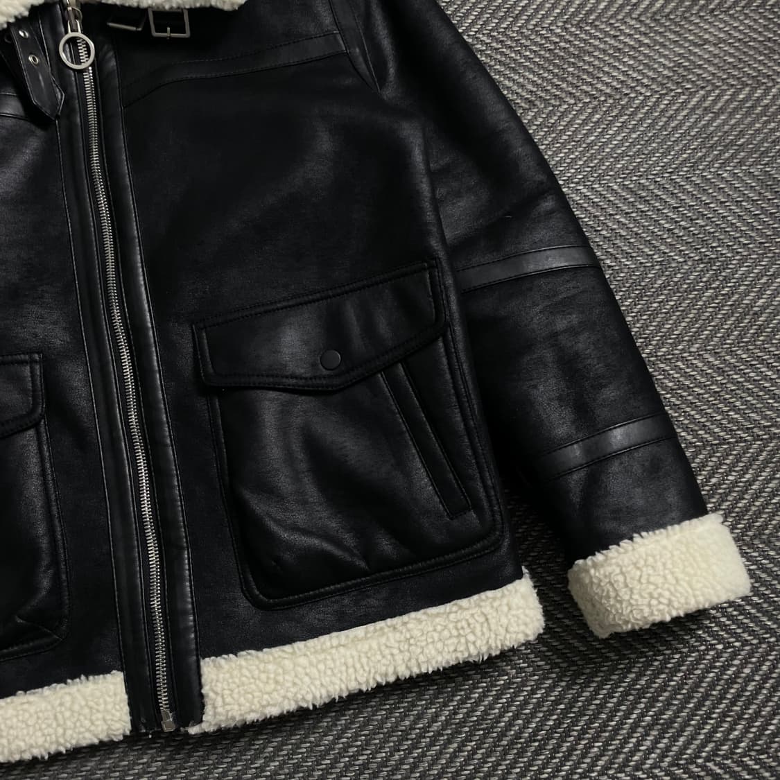 SIEG 지이크 미니멀 하이넥 시어링 무스탕 자켓 y 4729 상품이미지3