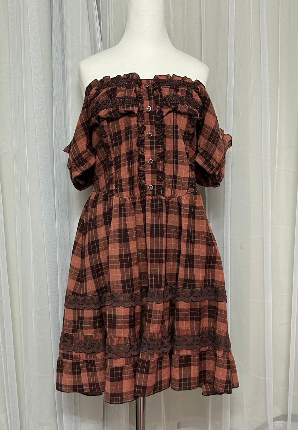 엑시즈팜 초코브라운 당근농장 레이스 원피스 상품이미지1