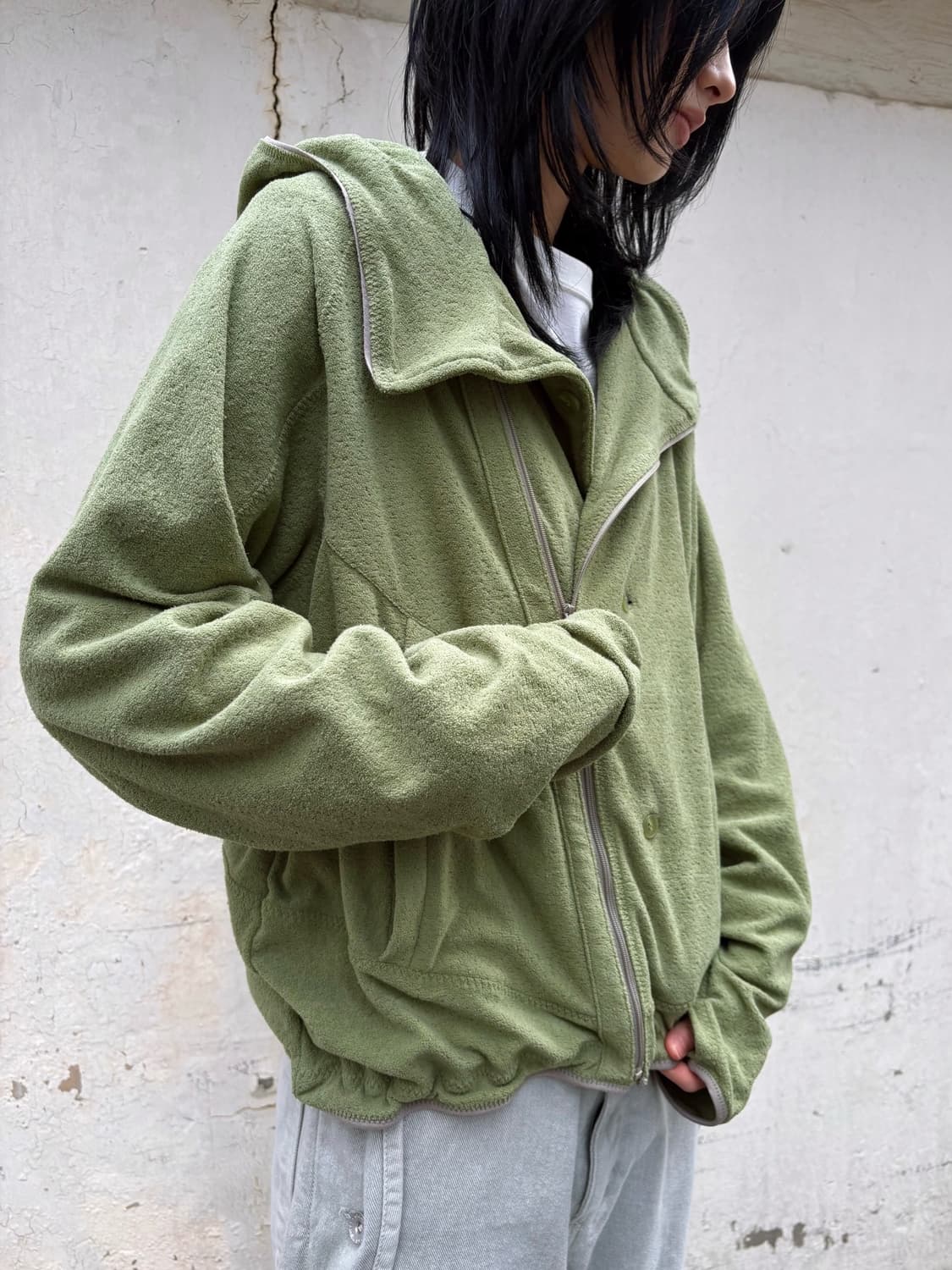 산산기어 플리스 버튼 자켓 그린 상품이미지1