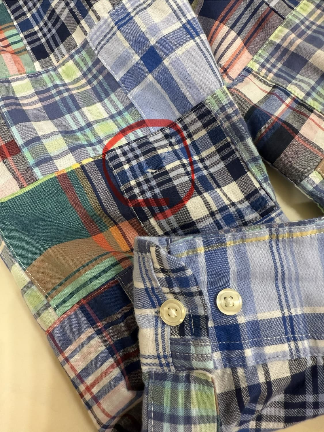브룩스브라더스 마드라스 패치워크 셔츠 M(105) 상품이미지5