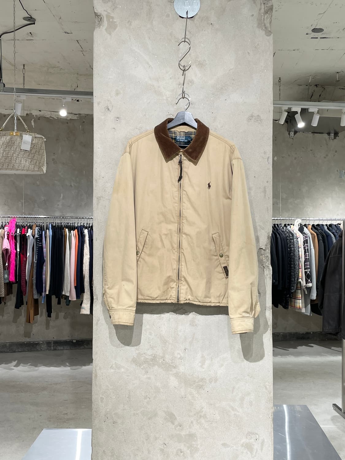 폴로 랄프로렌 베이지 브라운포니 코듀로이 카라 집업 자켓 상품이미지1