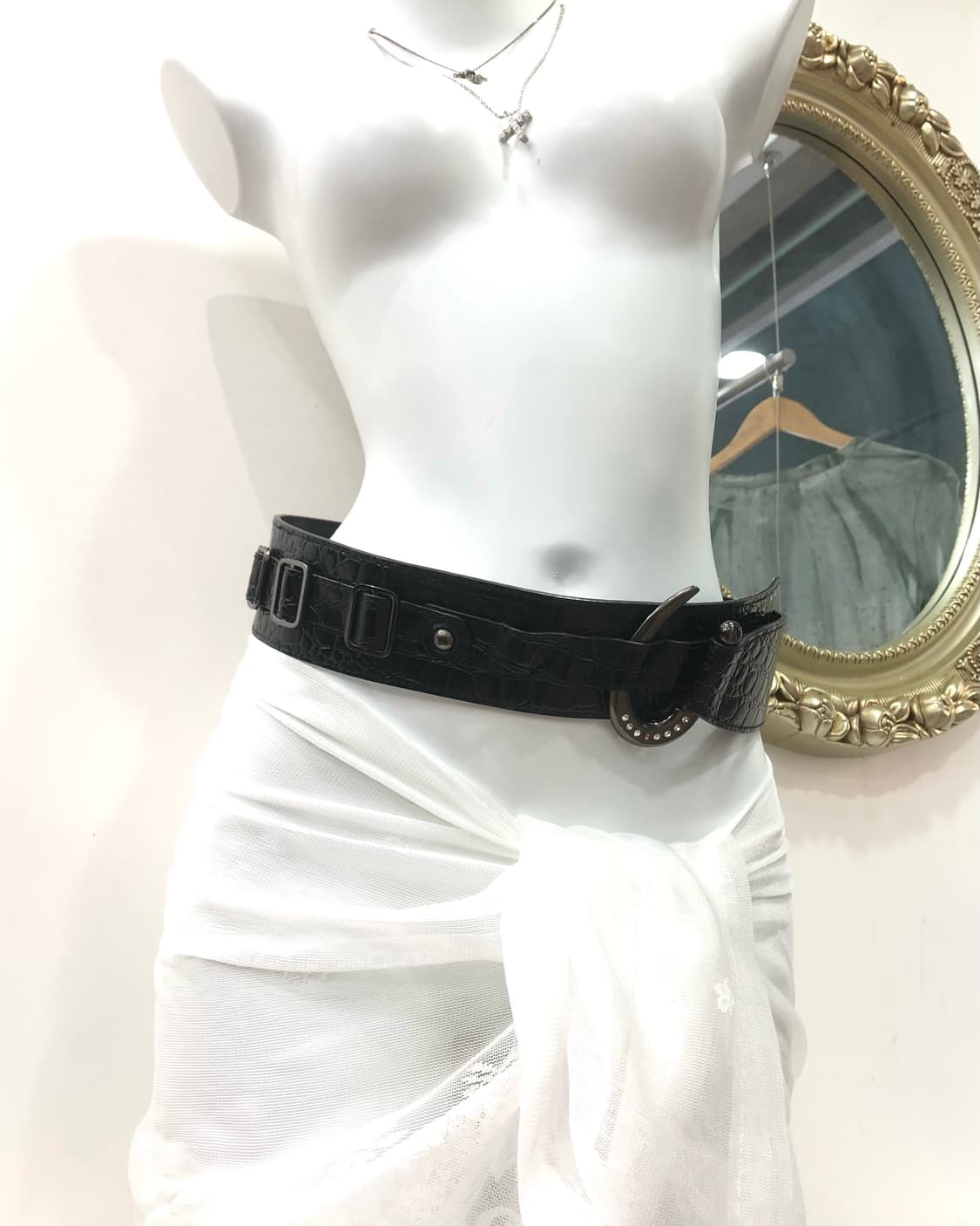 croc texture multi buckle harness belt   상품이미지3
