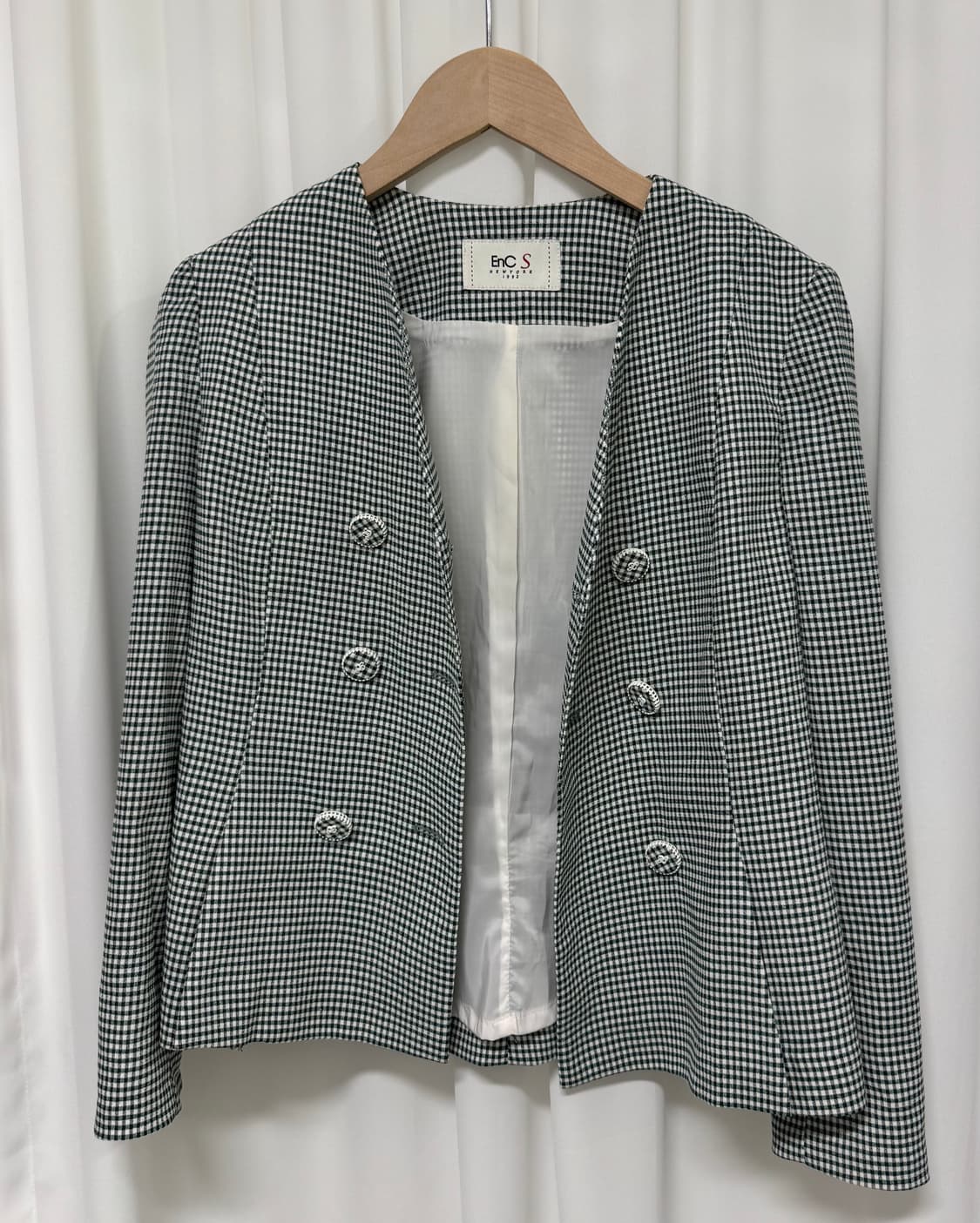 EnC 그린 체크 더블 자켓 상품이미지3
