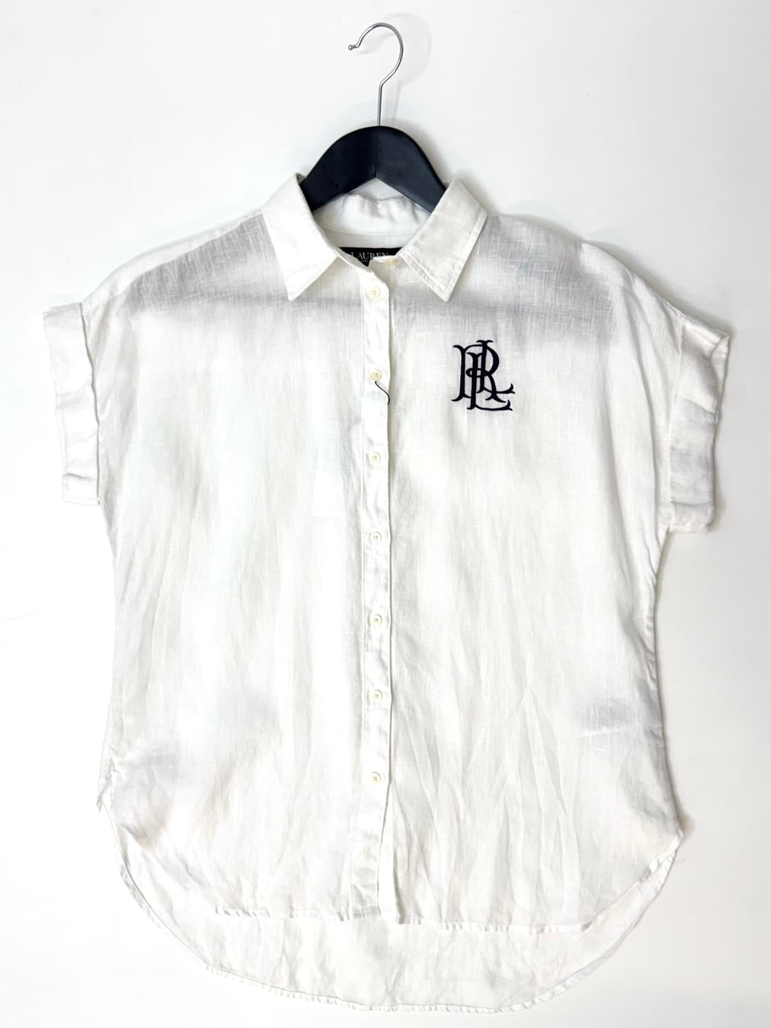 Lauren Ralph Lauren 화이트 린넨 숏 슬리브 셔츠 상품이미지2