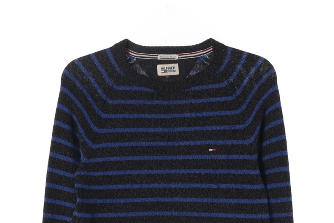 타미힐피거 데님 배색 스트라이프 니트 XS 상품이미지3