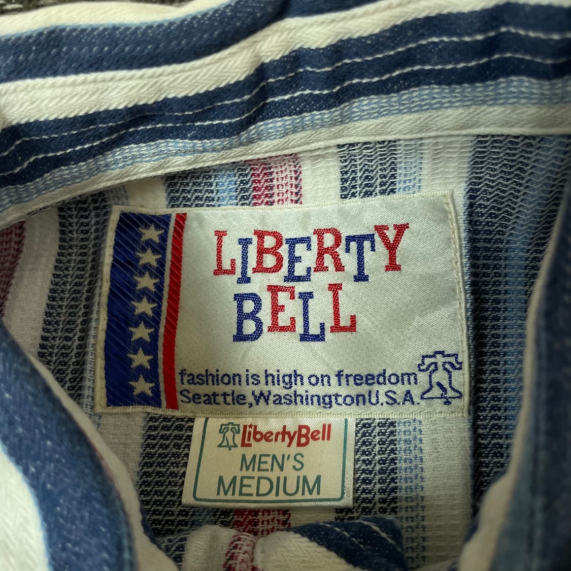 리버티벨 블루 레드 스트라이프 투포켓 긴팔 셔츠 M 상품이미지4