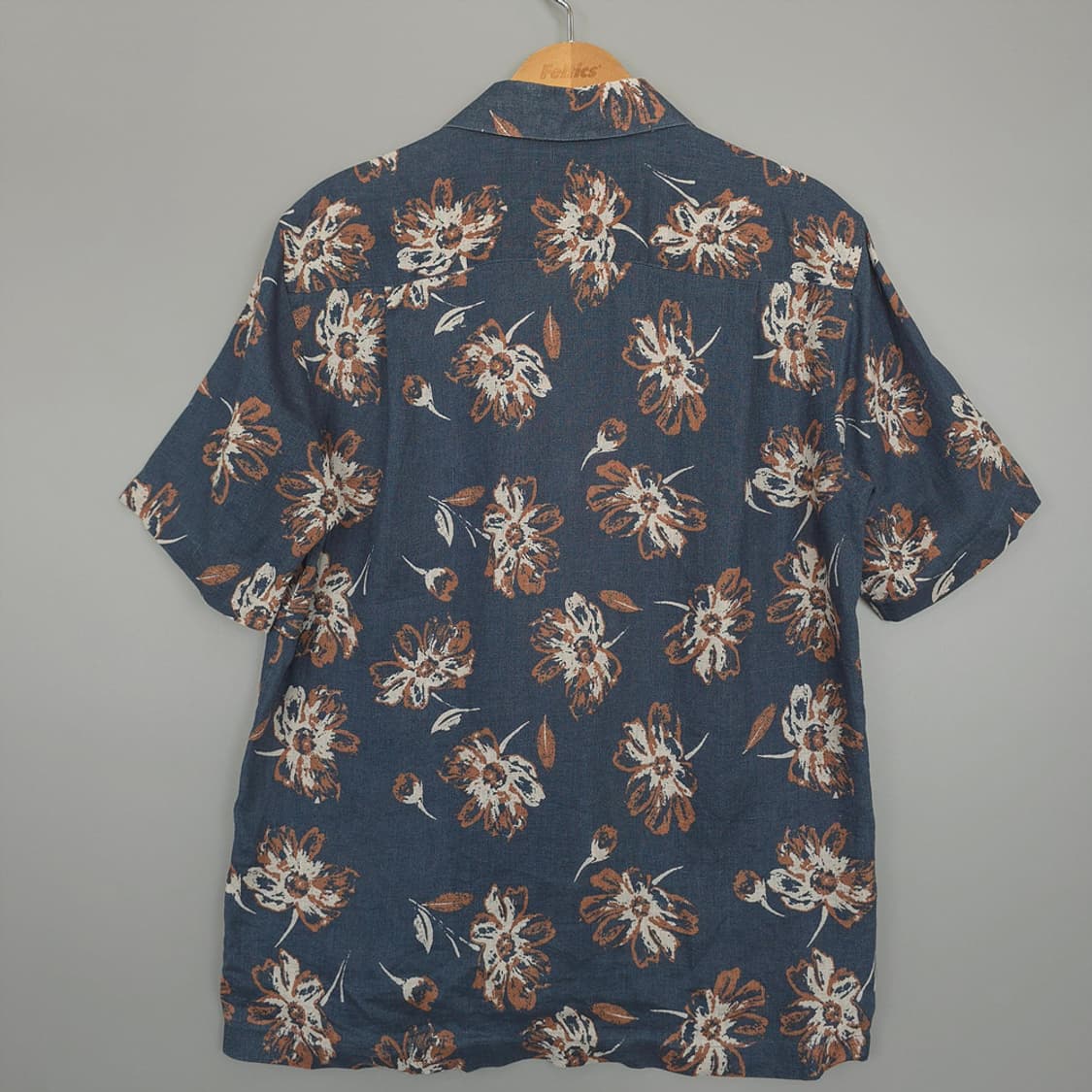 닥스 DAKS 런던 리넨 100% 플라워 패턴 반팔셔츠 95 상품이미지4