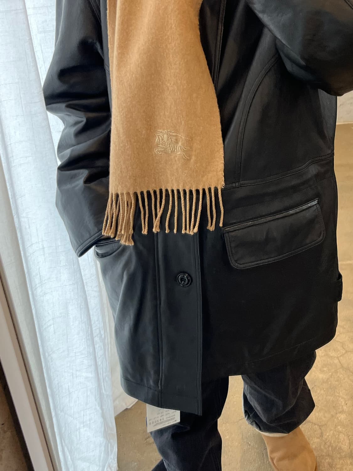 BURBERRY 버버리 캐시미어 로고 머플러 베이지 상품이미지6