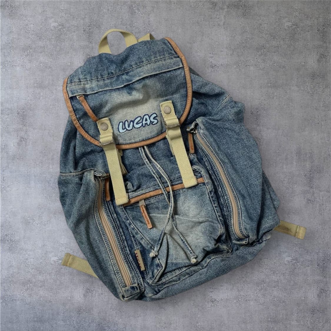 루카스 Lucas 데님 멀티포켓 빈티지 백팩 상품이미지1
