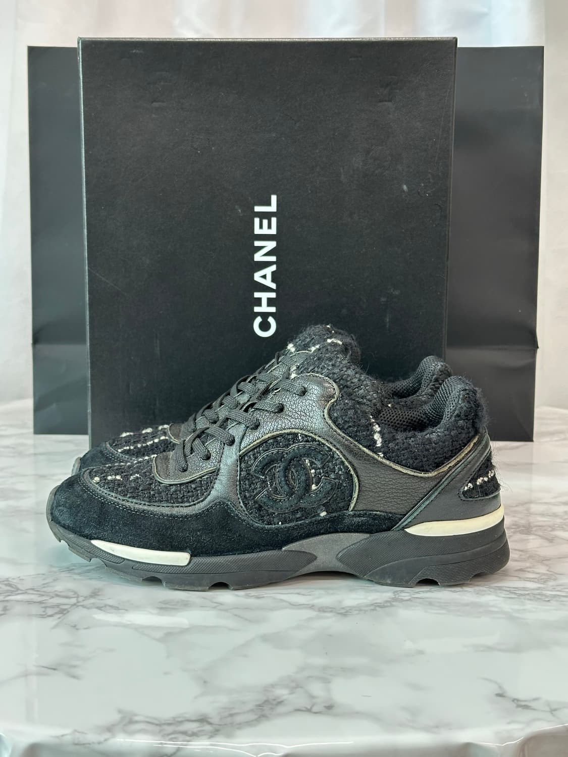 샤넬 CC로고 트위드 스니커즈 37.5 상품이미지4
