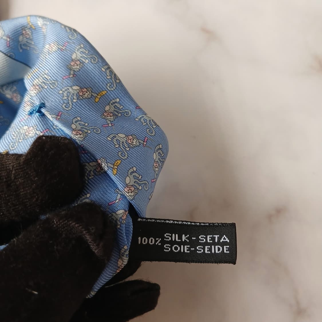 살바토레 페라가모 원숭이 패턴 넥타이 7.9cm A+~A등급 A19633 상품이미지10