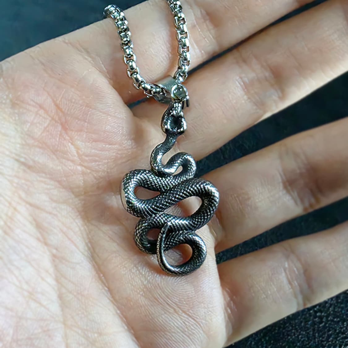 Viper 티타늄 펜던트 빈티지 엔틱 고대 뱀 남자 목걸이 상품이미지6