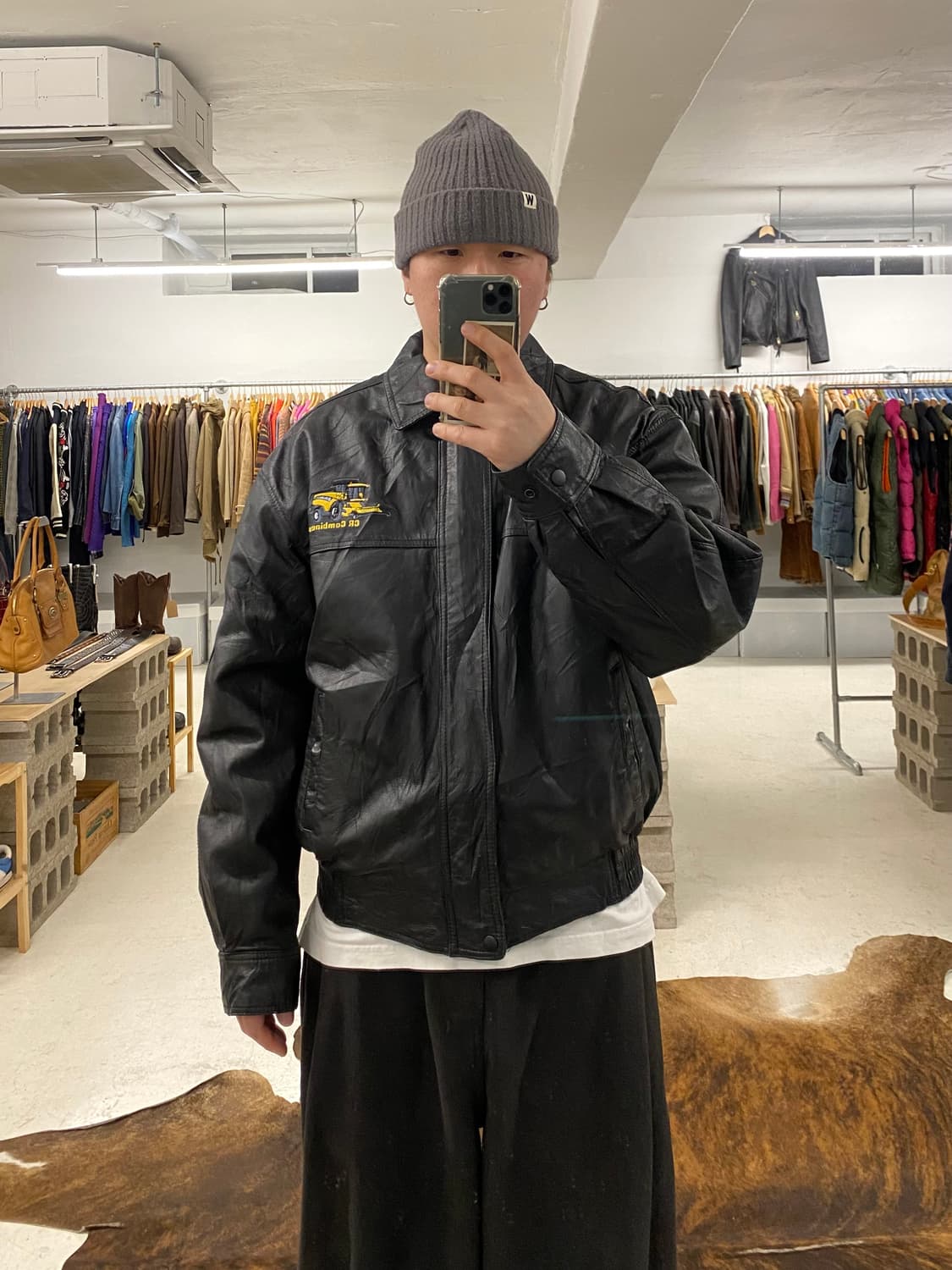 빈티지 레더 핀터레스트 봄버 자켓 상품이미지1