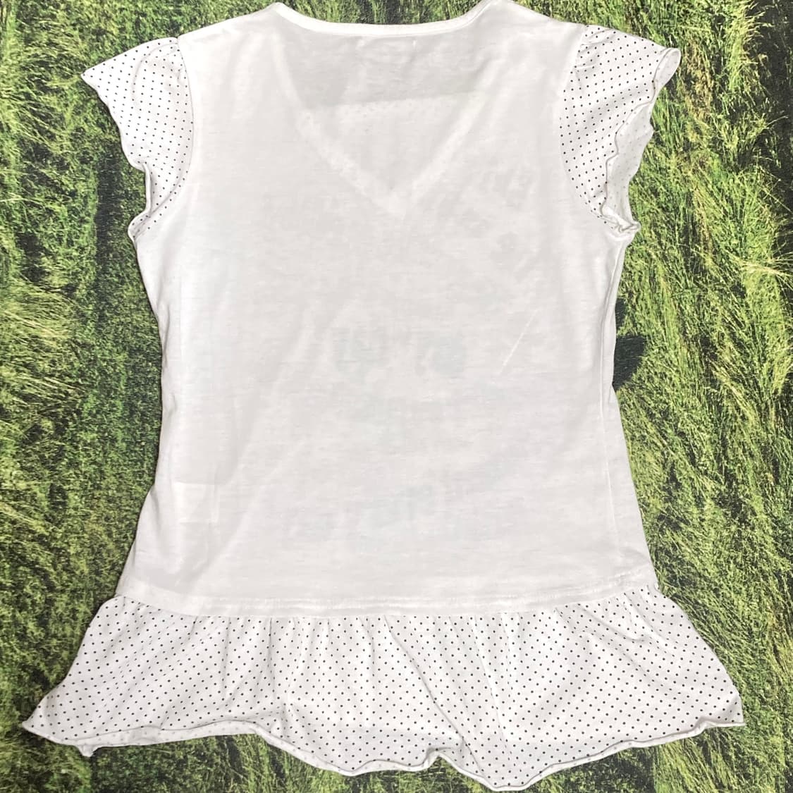 빈티지 헤이세이 히메갸루 데코라 키치 도트 레이어드 반팔티셔츠 사니루 상품이미지2