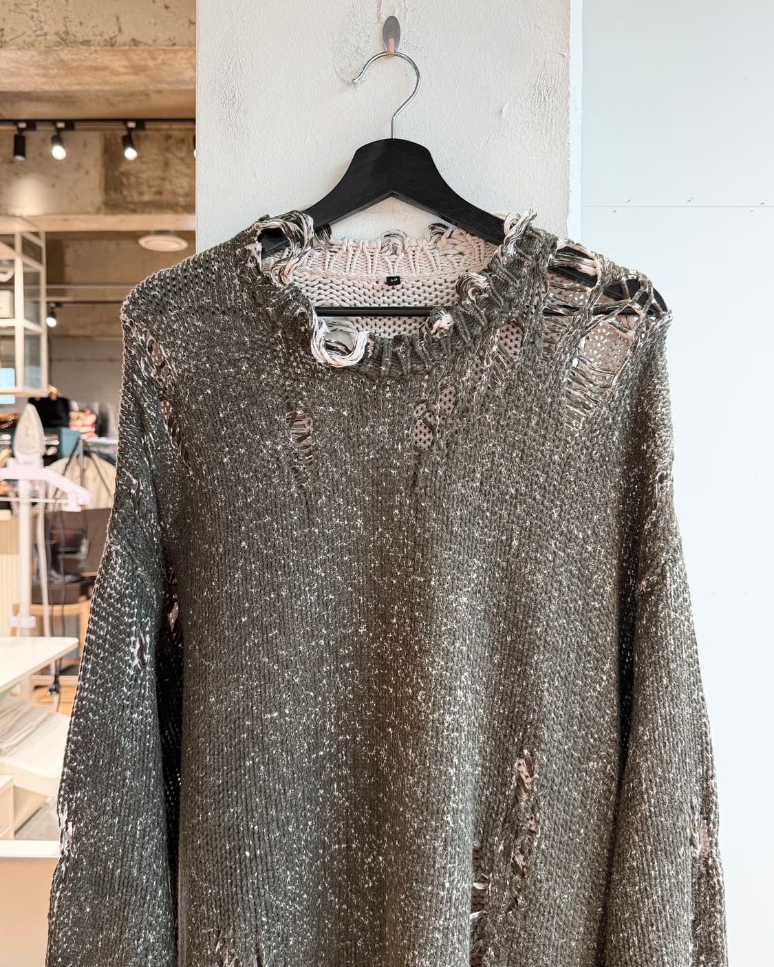 r13 카키 디스트레스드 오버사이즈 니트 상품이미지3