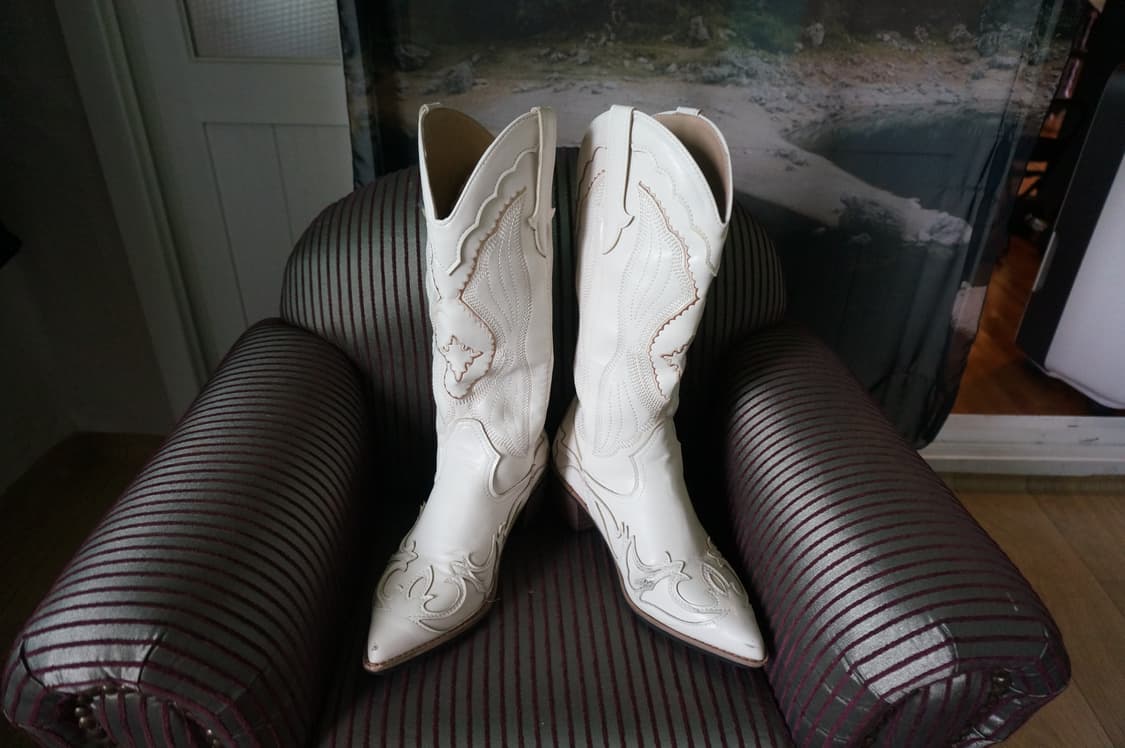 White Leather Western Boots 상품이미지2
