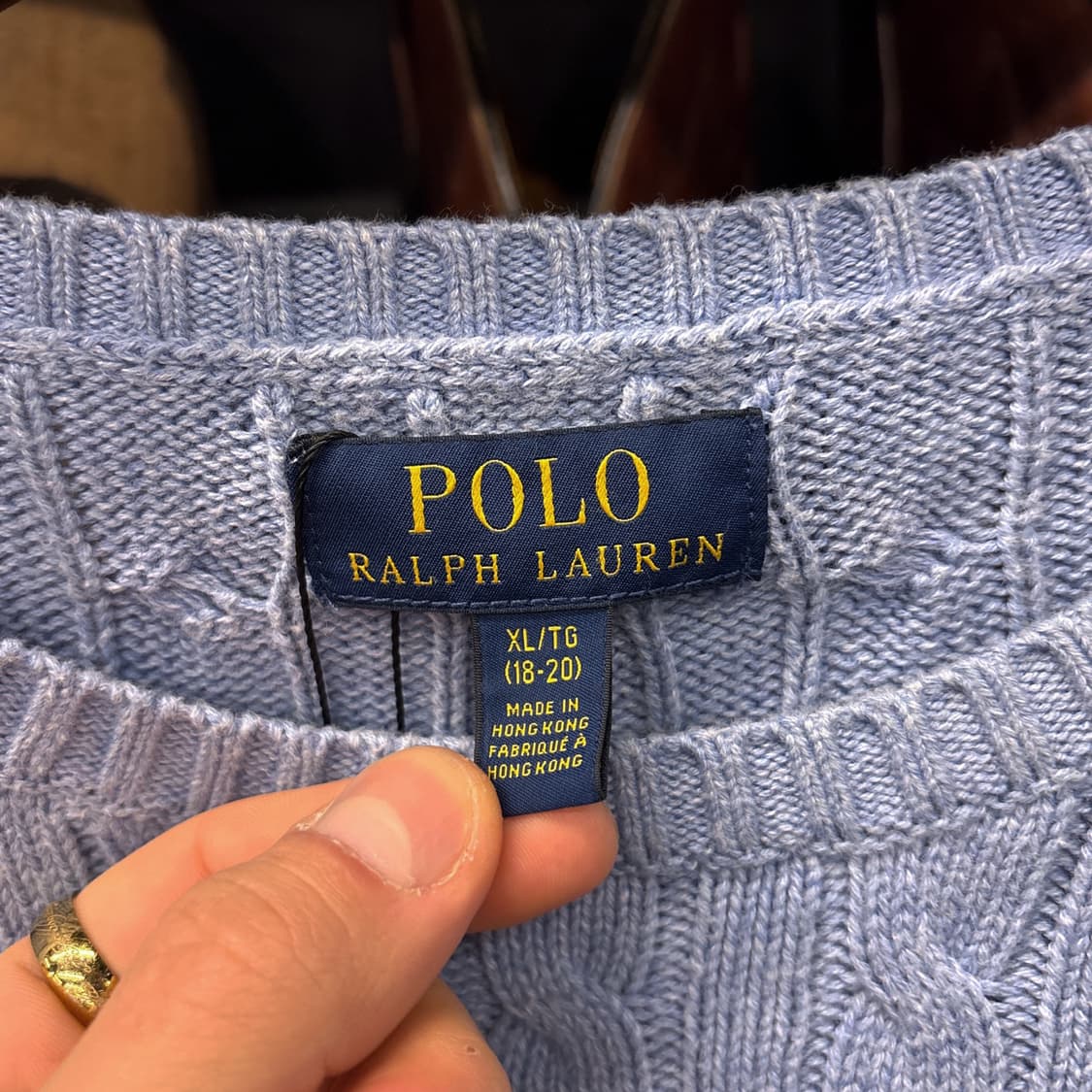 신형라벨 폴로 랄프로렌 케이블 코튼니트 스웨터 블루 N1050 상품이미지6