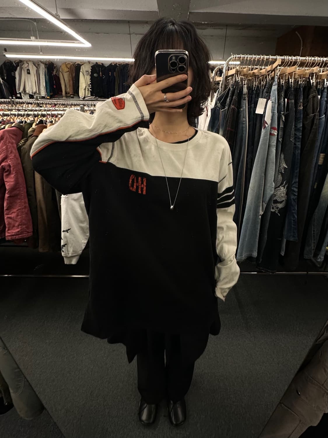 3XL)할리데이비슨 빈티지 MILWAUKEE 프린팅 투톤 롱슬리브 상품이미지1