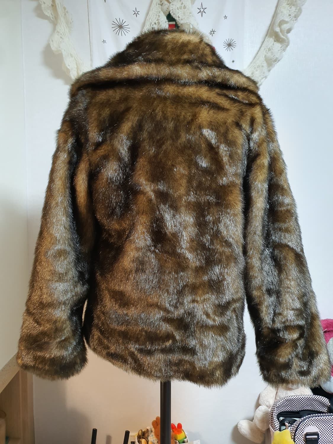 [갸루] 브라운 퍼 후드 코트 밍크코트 숏코트 인조 상품이미지4