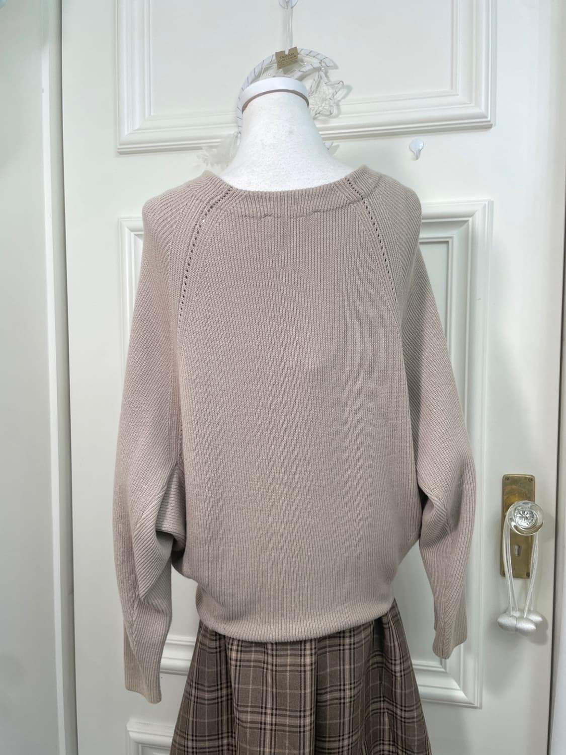 pink beige rib over basic cardigan 상품이미지5
