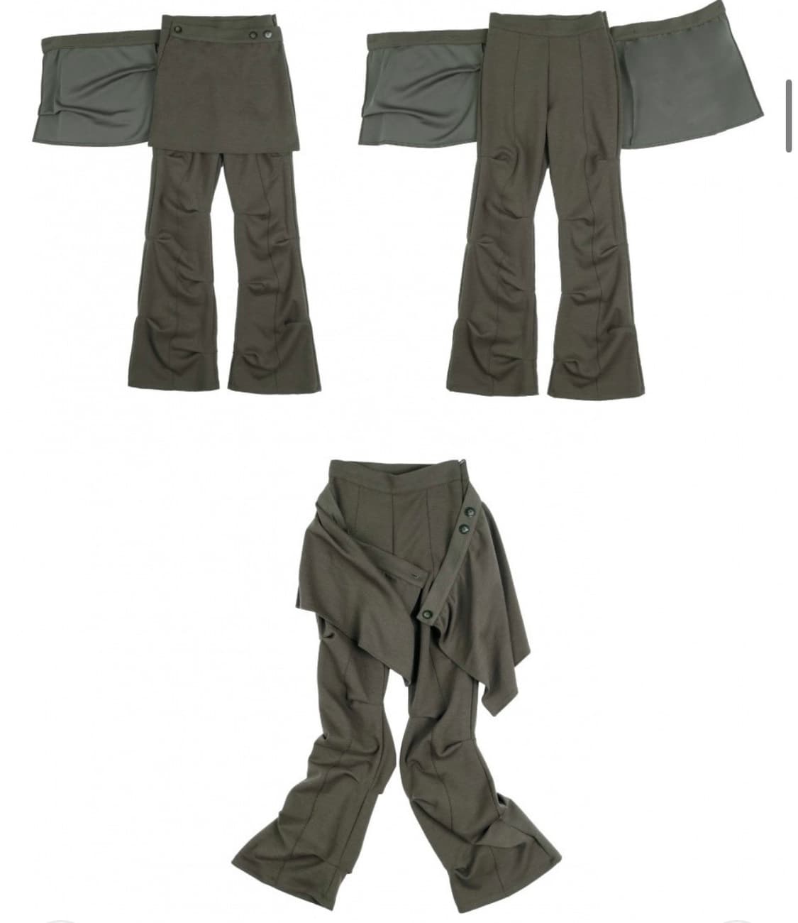오호스 카키 팬츠Wrap over Tuck Pants 상품이미지1