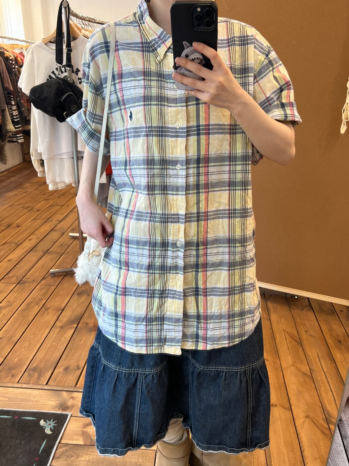 폴로 엘로우 반팔 체크 셔츠 상품이미지5