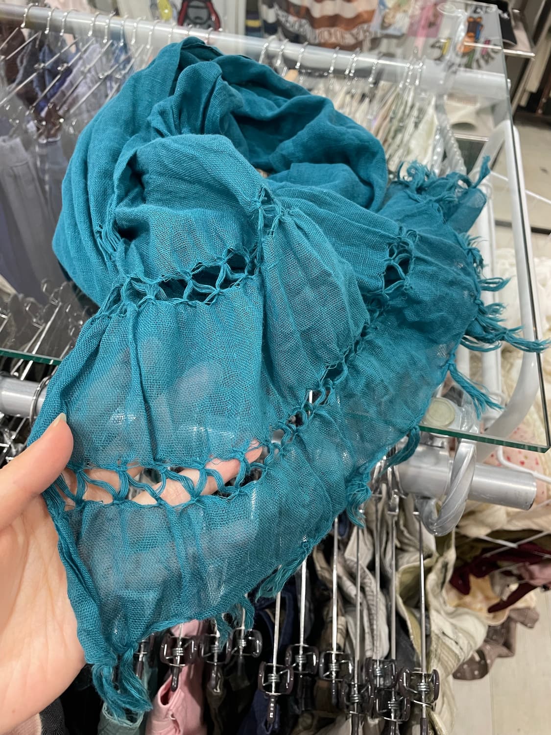 Teal Fringed Scarf 상품이미지2