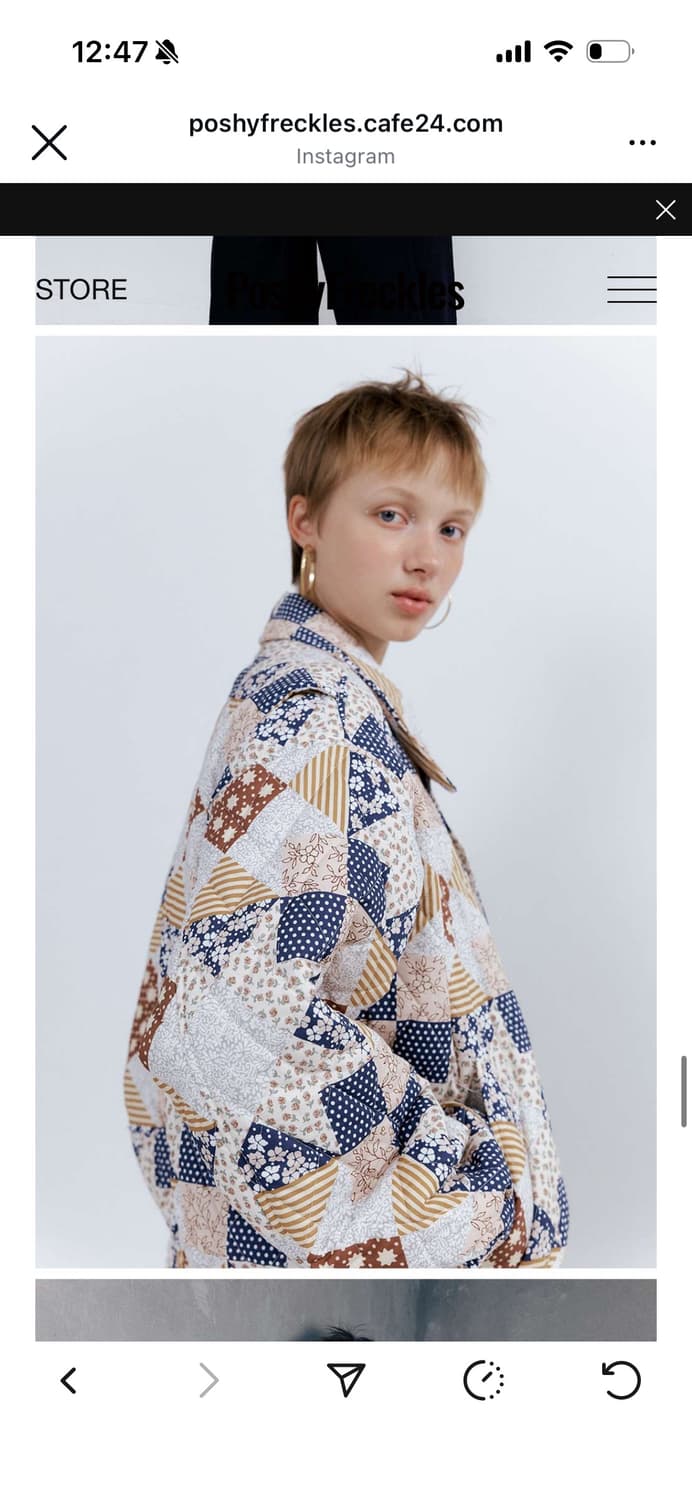 PoshyFreckles 퀼팅 블루종 멀티 상품이미지3