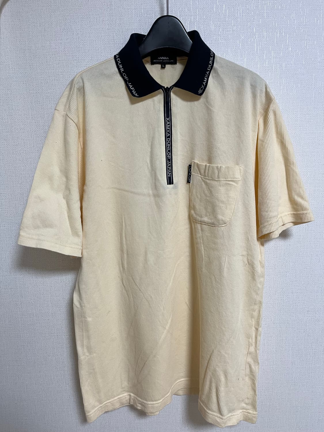 던롭 재팬 아이보리 골지 반팔 골프 카라티 L 상품이미지1