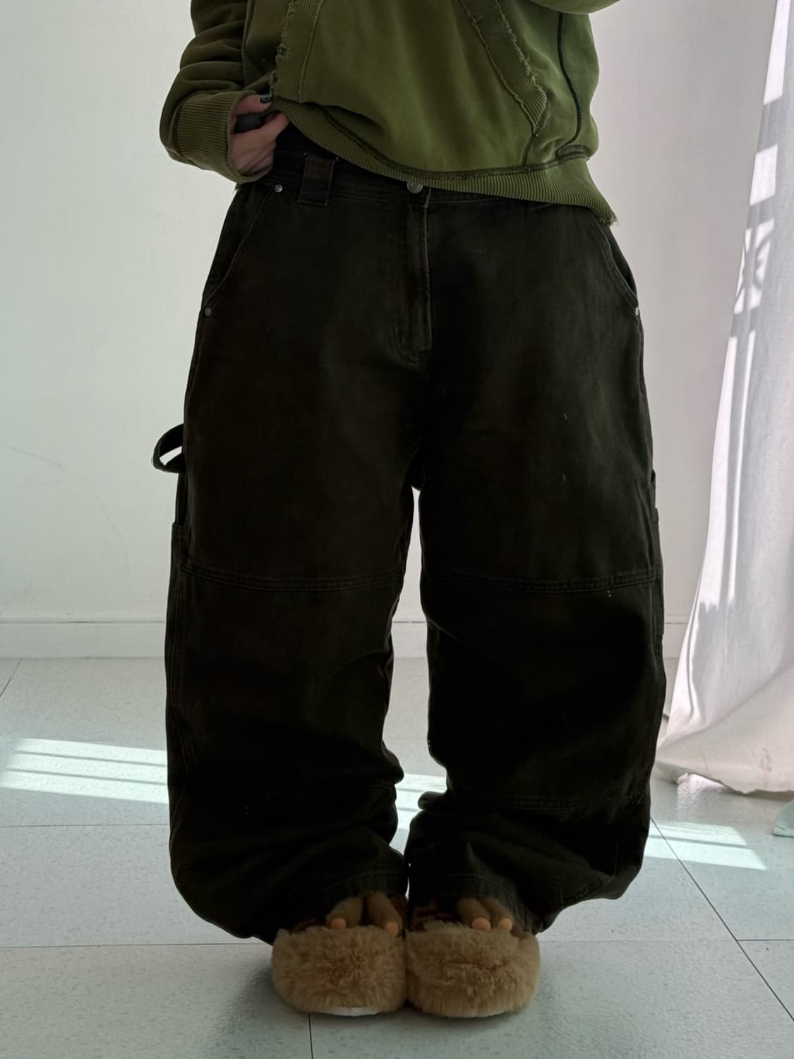 빈티지 카키 브라운 루즈핏 카펜터 상품이미지1