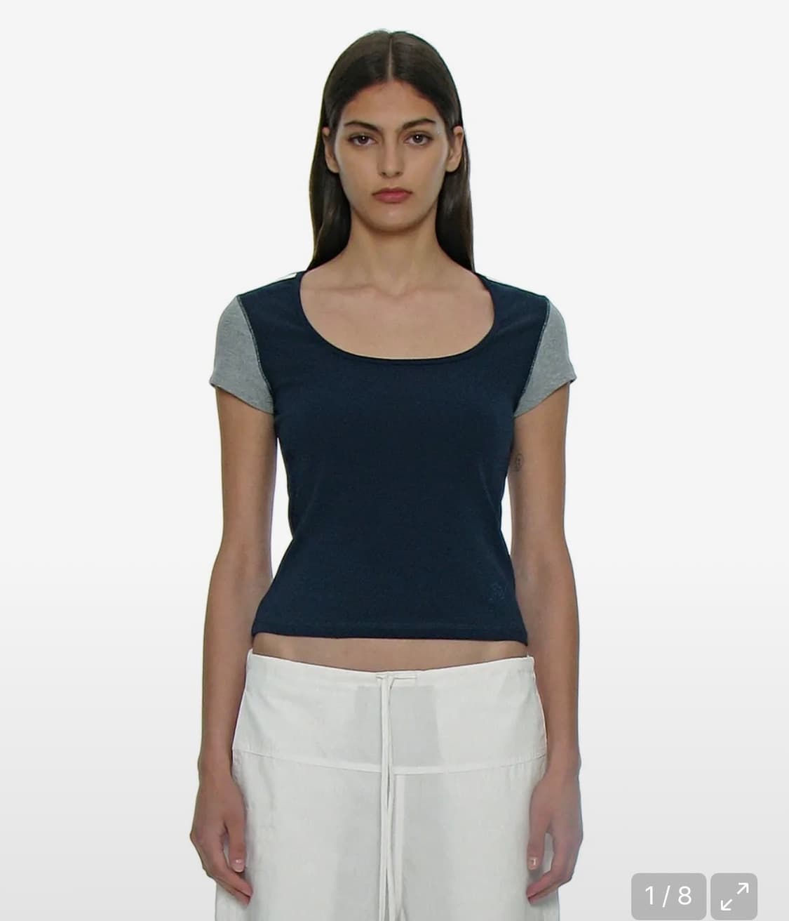 파르티멘토 우먼 컷 아웃 스쿱넥 숏 슬리브 티 상품이미지1