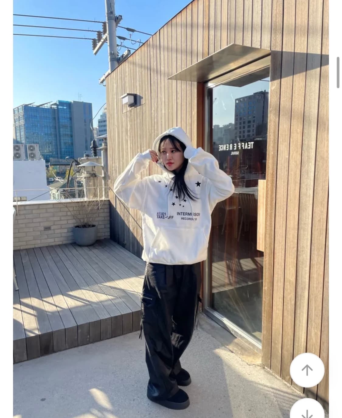 에이블리 남여공용 스타 프린팅 기모 후드티 (새상품) 상품이미지3