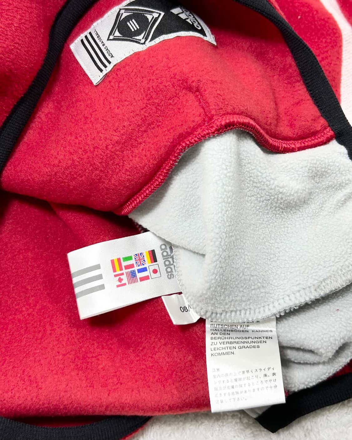 아디다스 레드 삼선 플리스 반집업 상품이미지9
