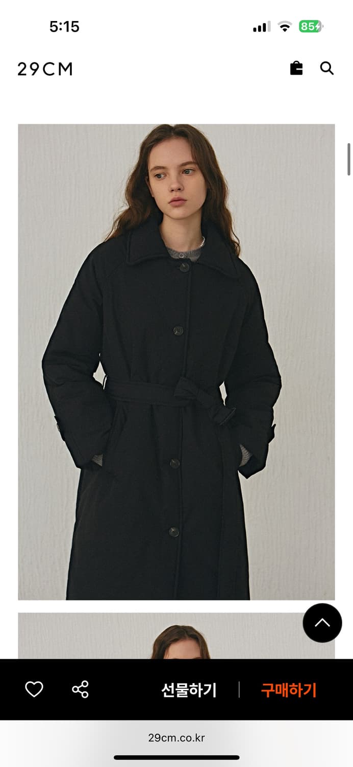 새제품/ 얀13 패딩 코트 트렌치 나그랑 블랙 코트 상품이미지2