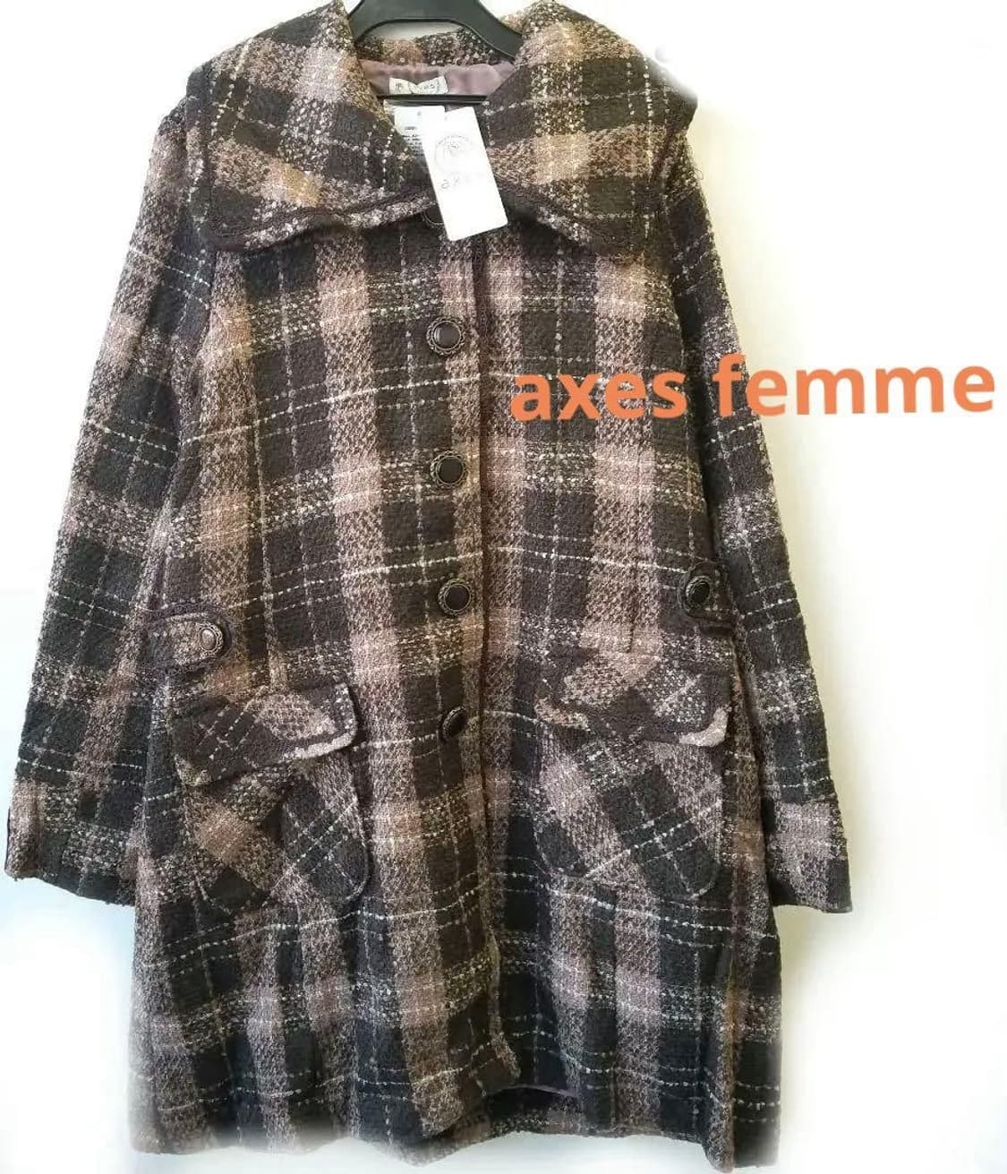 엑시즈팜 딸기초코 체크 코트 히메갸루 라떼갸루 빈티지 상품이미지1