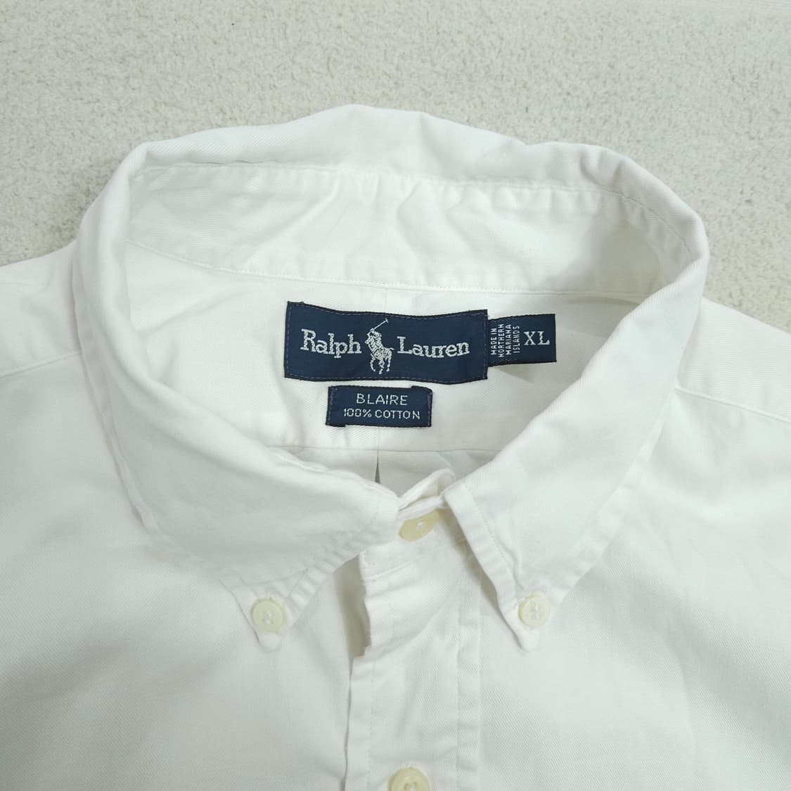 90s 폴로 랄프 로렌 옥스포드 화이트  셔츠 XL 블레어핏 상품이미지5