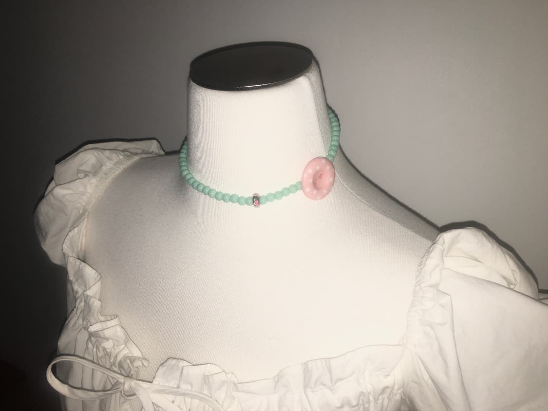 Viburnum shop 민트 단추 하트목걸이 (재고 하나) 상품이미지3