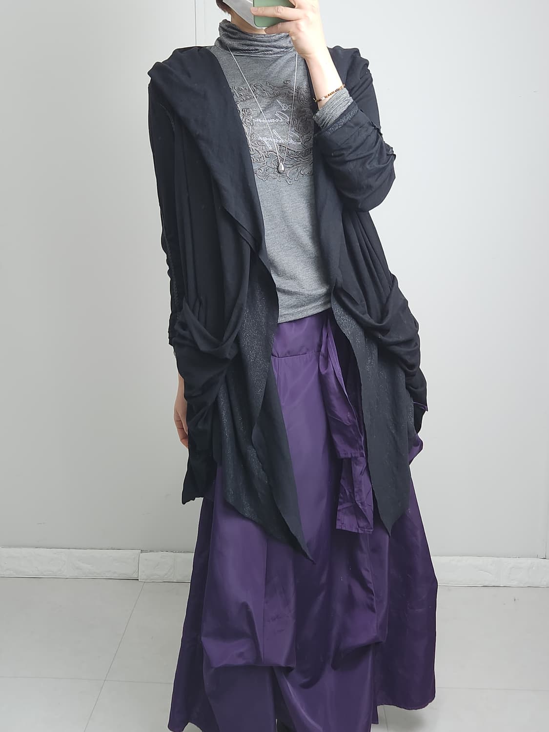 러플 후드 롱 가디건 상품이미지2