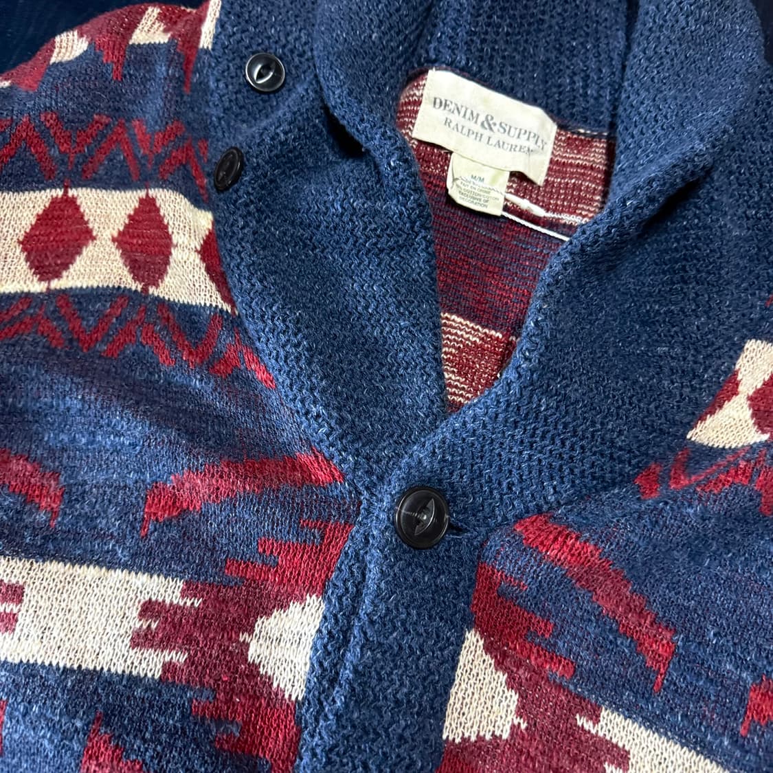 데님앤서플라이 치마요 패턴 숄카라 가디건 M 상품이미지2