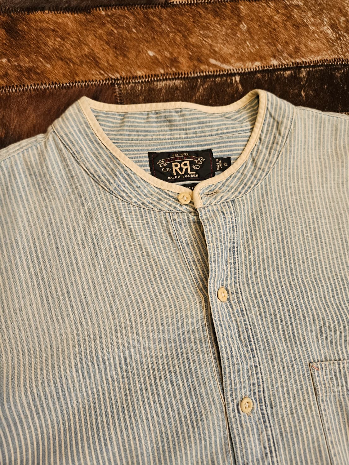 더블알엘 인디고 코튼 옥스포드 풀오버 셔츠  상품이미지3