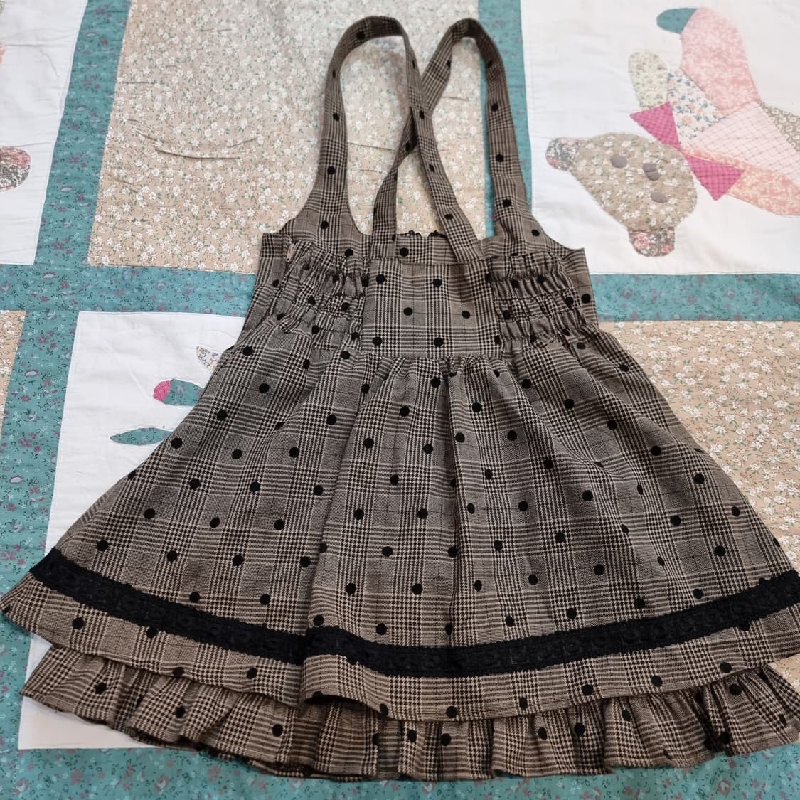 Tralala(트랄라라) 도트 글렌체크 점프스커트 JSK 상품이미지4