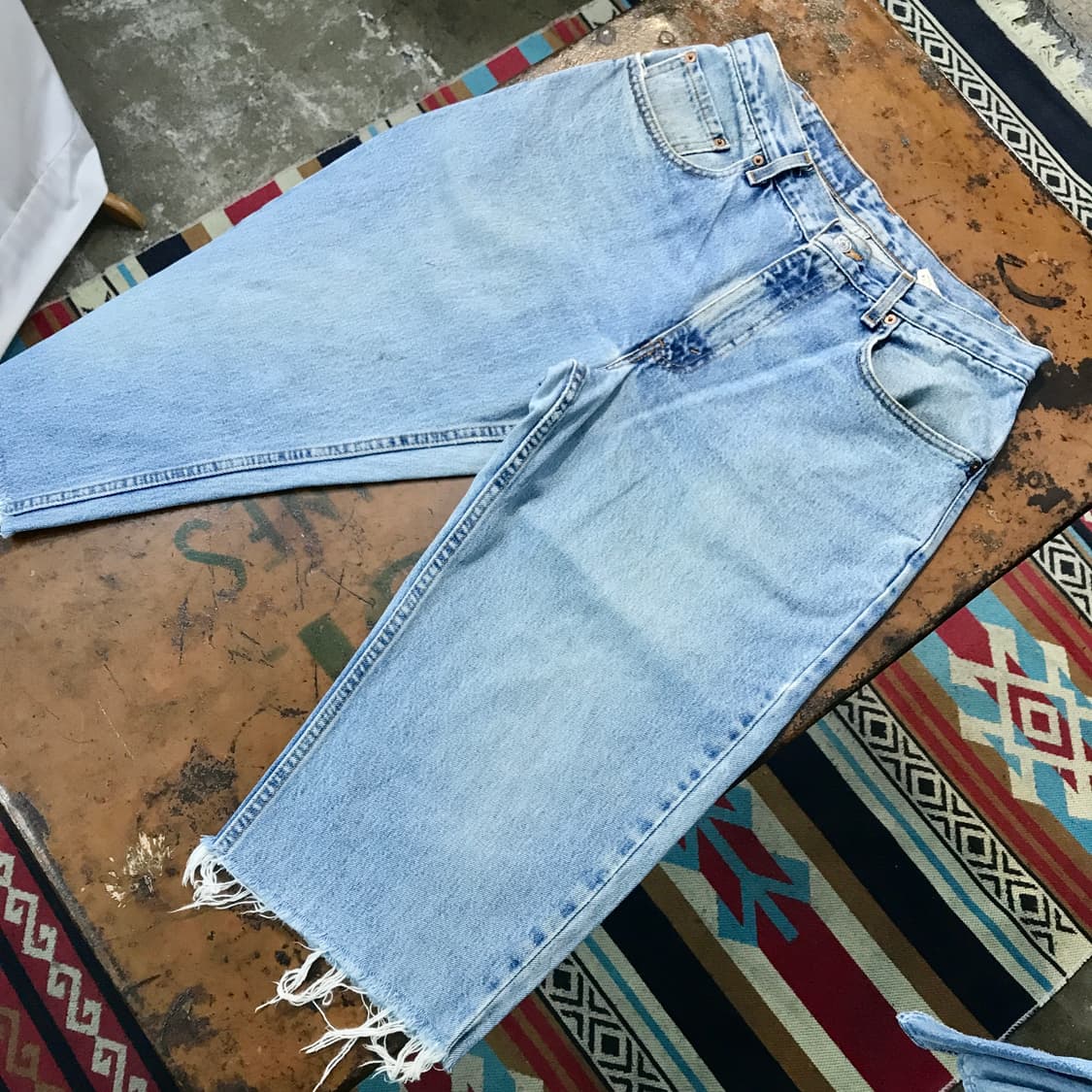 90s USA 리바이스 560 중청 6부 데님 팬츠 허리 32  상품이미지3